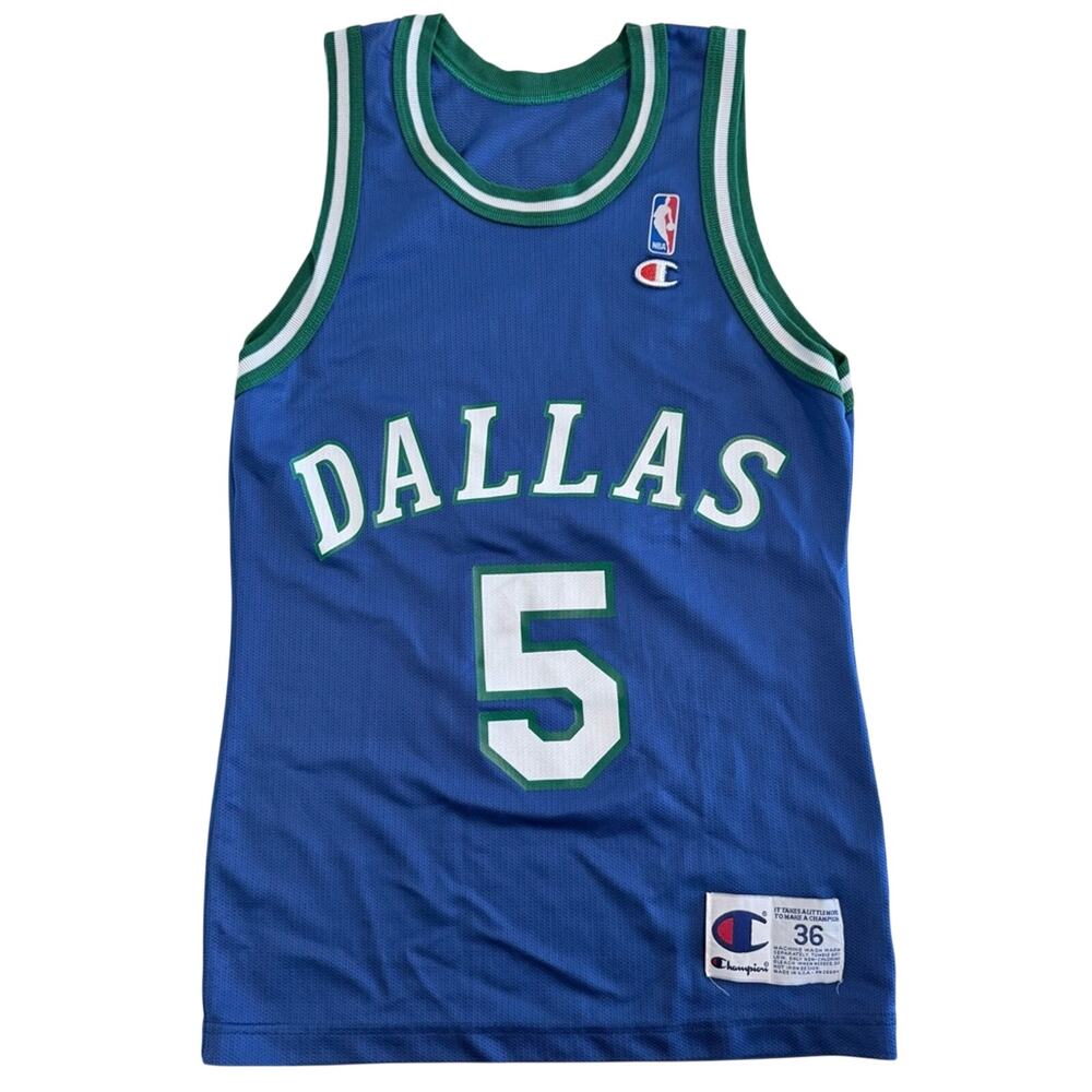 Jason Kidd Dallas Mavericks Jersey Champion NBA Blue #5 Men’s Size 36 Vintage